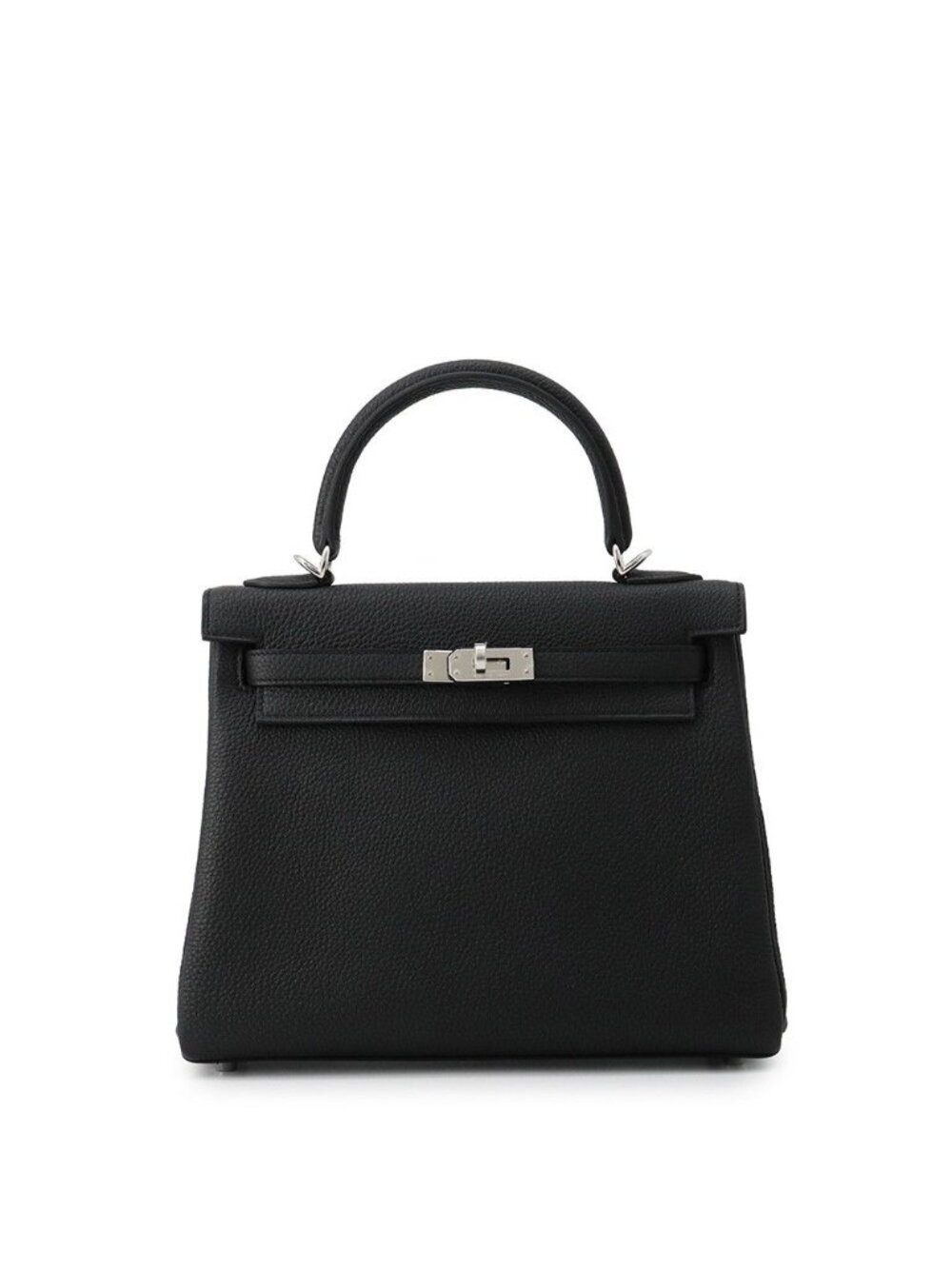 Hermes Handbag Kelly 25 Retourne Black Silver Togo 2-Way Bag